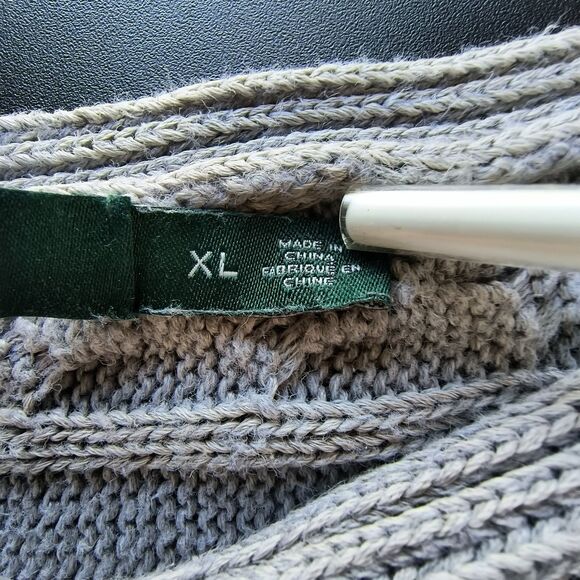 Lauren Ralph Lauren Sweater Women XL* Gray Cable Knit Cotton Hi Lo *Minor Flaws* - Picture 12 of 16